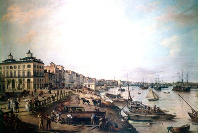 Hamnen i Bordeaux, Frankrike, 1804 av Pierre Lacour the Elder