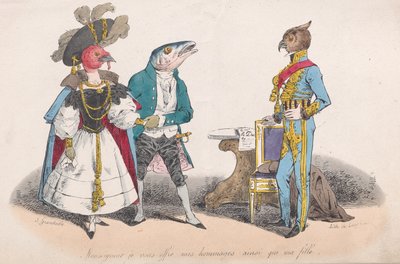Sir, jag ger dig min respekt och min dotter från Metamorphoses of the Day, 1829. av Pierre Langlumé
