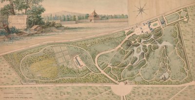 Plan för trädgården i Château de Bagatelle, 1817. av Pierre Lapie
