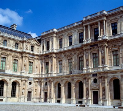 Arkitektur: utsikt över den kvadratiska innergården vid Louvren. Realiserad av Pierre Lescot (1515-1578) av Pierre Lescot
