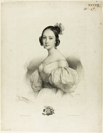 Bokstaven "T" från Le Miroir des Dames, eller New French Alphabet av Pierre Louis Henri Grevedon
