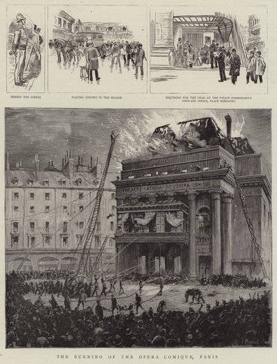 Brännandet av Opera Comique, Paris av Pierre Mejanel