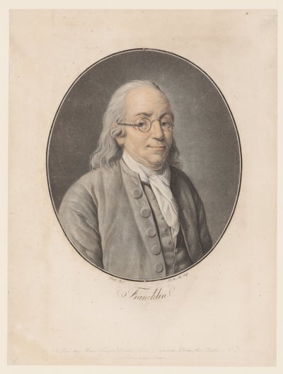 Porträtt av Benjamin Franklin Franklin (titel på objekt) Collection of Great Men (serietitel) av Pierre Michel Alix