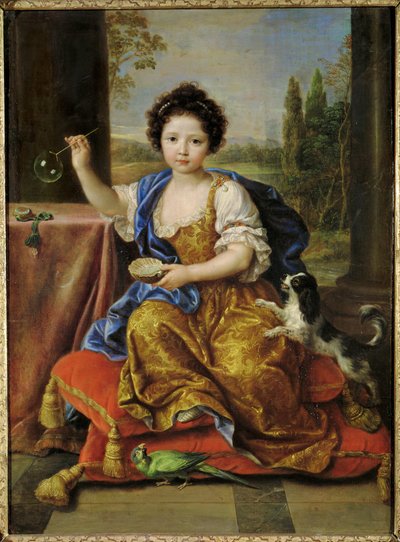 Anne de Bourbon, kallad Mademoiselle de Blois, dotter till Ludvig XIV och Mlle ... (målning på duk) av Pierre Mignard
