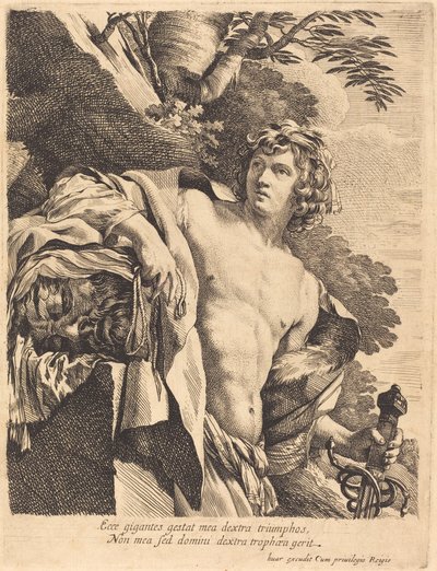 David med Goliats huvud av Pierre Mignard I after Simon Vouet