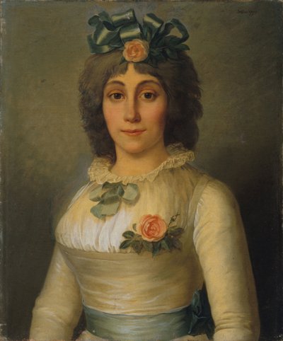 Porträtt av Anne-Josèphe Théroigne de Méricourt 1762-1817, 1793. av Pierre Nicolas Selles