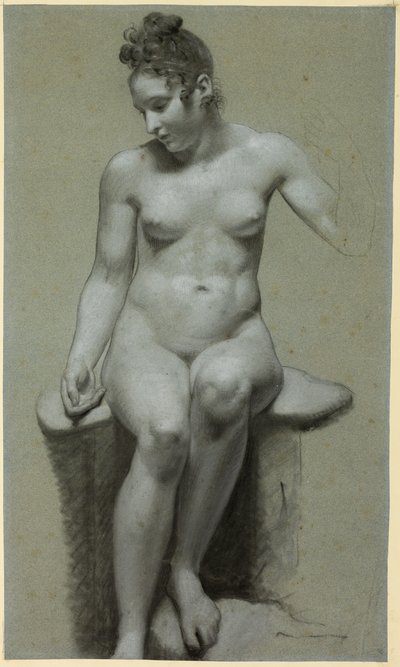 Sittande kvinnlig nakenbild av Pierre Paul Prud