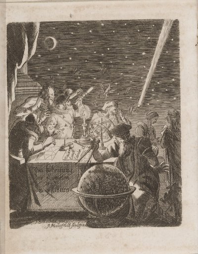 Att observera himlen i Galileos tidsålder från: Kometernas betydelse, 1681 av Pierre Petit