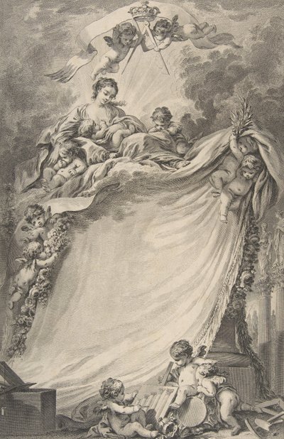 Diplom av frimurarna i Bordeaux, efter François Boucher, 1766. av Pierre Philippe Choffard
