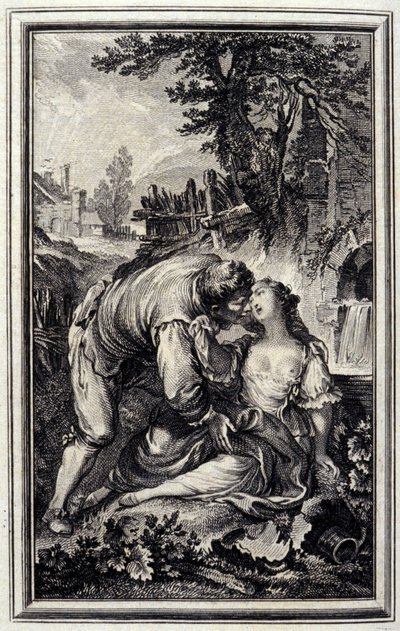 La Cruche - i ""Berättelser och noveller på vers"" av Jean La Fontaine. 1776. Illustration av P.P. Choffard. av Pierre Philippe Choffard
