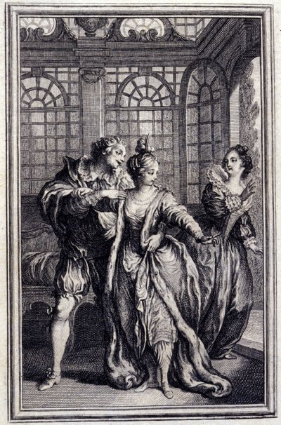 Fästmö till kungen av Garbe - i "" Sagor och nyheter på vers "" av Jean La Fontaine. 1776. Illustration av P.P. Choffard. av Pierre Philippe Choffard