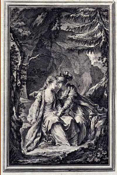 Fästmö till kungen av Garbe - i "" Sagor och noveller på vers"" av Jean La Fontaine. 1776. Illustration av P.P. Choffard. av Pierre Philippe Choffard