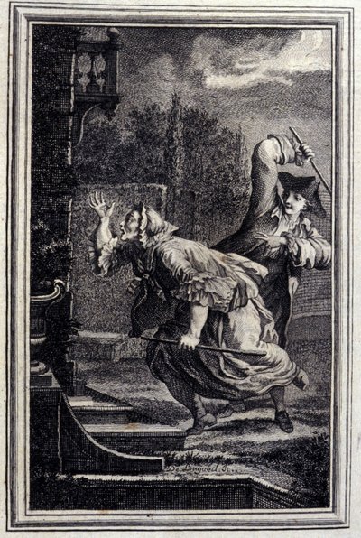 Le Cucku, slagen och glad - i "" Sagor och noveller på vers"" av Jean La Fontaine. 1776. Illustration av P.P. Choffard. av Pierre Philippe Choffard