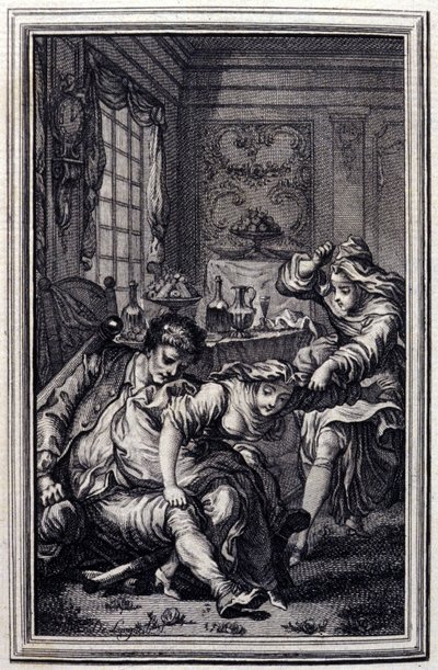 Fladdermusen - i "" Sagor och nyheter på vers "" av Jean La Fontaine. 1776. Illustration av P.P. Choffard. av Pierre Philippe Choffard