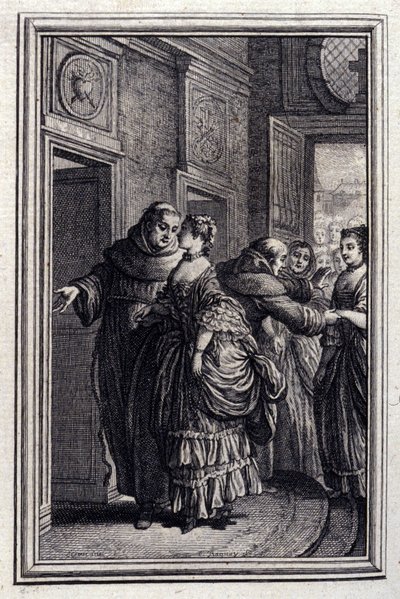 Les Freres de Catalunya - i "" Sagor och noveller på vers "" av Jean La Fontaine. 1776. Illustration av P.P. Choffard. av Pierre Philippe Choffard