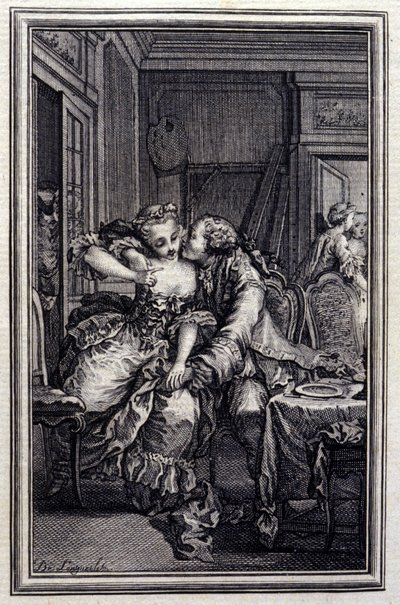 Les Remis - i "" Sagor och noveller på vers "" av Jean La Fontaine. 1776. Illustration av P.P. Choffard. av Pierre Philippe Choffard