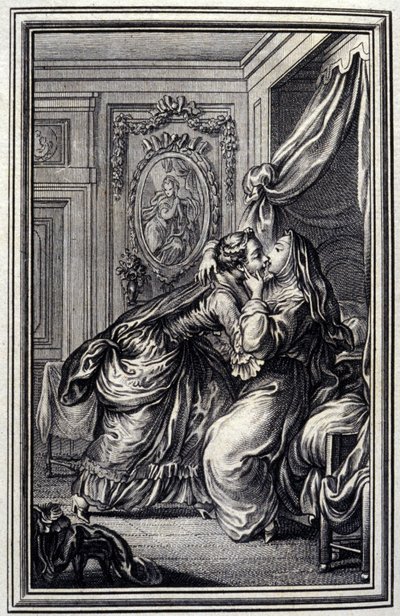 The Couturiere - i ""Berättelser och noveller på vers"" av Jean La Fontaine. 1776. Illustration av P.P. Choffard. av Pierre Philippe Choffard
