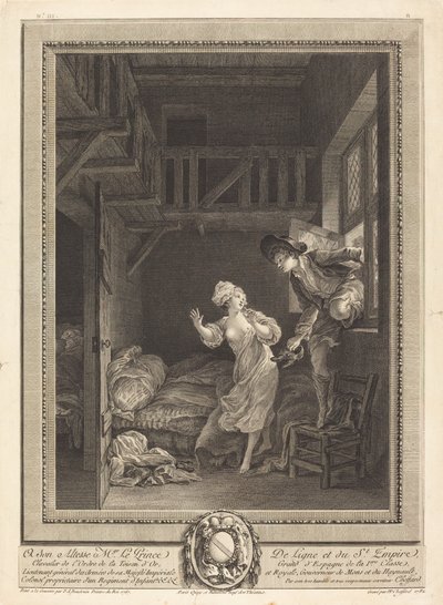Gå mjukt, prata mjukt av Pierre Philippe Choffard after Pierre Antoine Baudouin