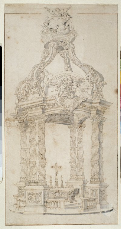 Arkitektur: "Altar och badalquin-projekt" (ritning) av Pierre Puget