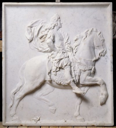 Lågrelief föreställande Ludvig XIV (1638-1715) på häst (skulptur) av Pierre Puget