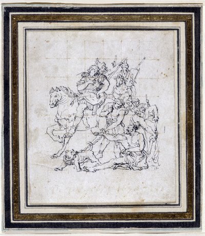 Förberedelseteckning av Pierre Puget (1620-1694) för "Alexandre och Diogene" (bläck på papper, penna) av Pierre Puget