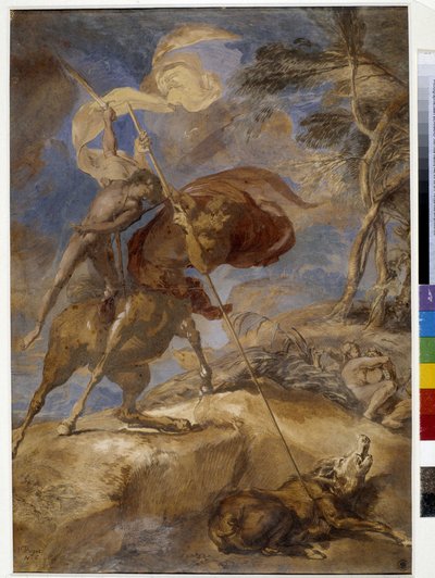 Skiss över "" Achilles Education av Kentauren Chiron" av Pierre Puget
