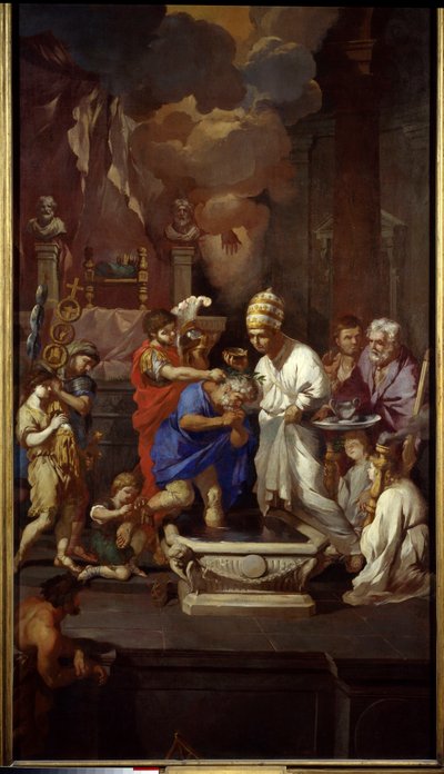 Konstantins dop (Konstantin I den store, 270-337). Målning av Pierre Puget (1620-1694) av Pierre Puget
