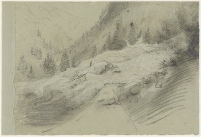 Lavin i ett alplandskap, ca 1870 (Svartvita kritor) av Pierre Puvis de Chavannes