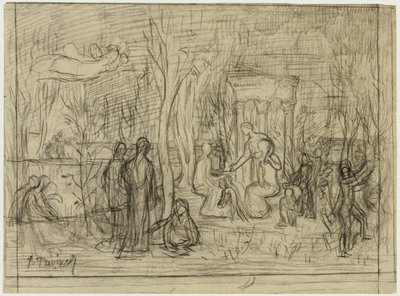 Kompositionsstudie för The Sacred Grove, Beloved of the Arts and the Muses av Pierre Puvis de Chavannes