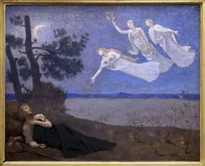 Le Reve (han ser i sömnen kärlek, ära och rikedom dyka upp för honom) (målning) av Pierre Puvis de Chavannes