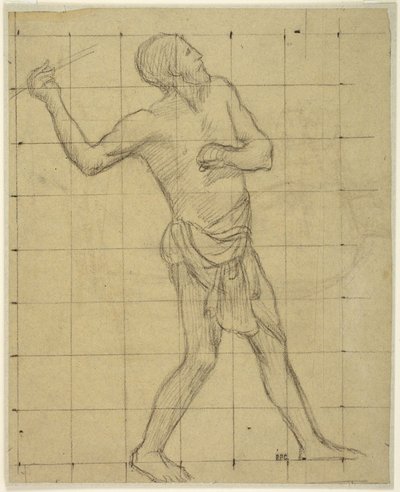 Picardisk spjutkastare, studie för Pro Patria Ludus, Amiens, Musée de Picardie av Pierre Puvis de Chavannes