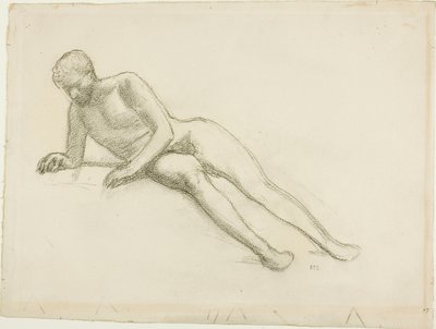 Liggande manlig nakenbild av Pierre Puvis de Chavannes