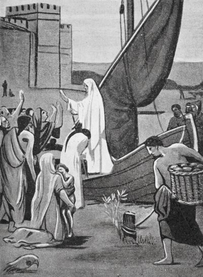 S:ta Genevieve förser Paris med förnödenheter (litografi) av Pierre Puvis de Chavannes