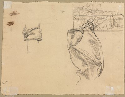 Studier av draperi och studier av ett landskap (verso) av Pierre Puvis de Chavannes