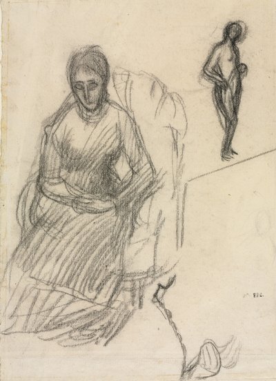 Studie av Madame Marie Cantacuzène; Studie av stående kvinnlig naken av Pierre Puvis de Chavannes