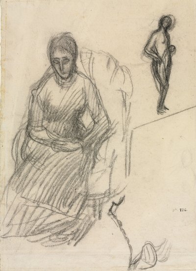 Studie av Madame Marie Cantacuzène, Studie av stående kvinnlig naken, ca. 1883. av Pierre Puvis de Chavannes