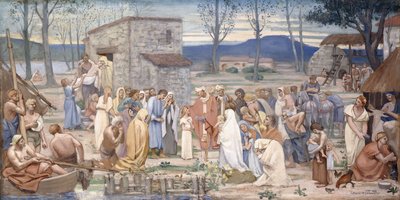 Saint Genevieves barndom, 1874 av Pierre Puvis de Chavannes