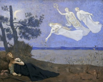 Drömmen: I sömnen såg han kärlek, ära och rikedom dyka upp för honom, 1883 olja på duk) av Pierre Puvis de Chavannes