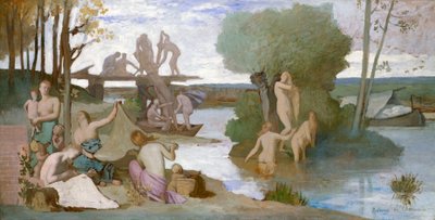 The River, c.1864 (olja på papper, nedlagd på duk) av Pierre Puvis de Chavannes