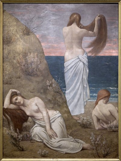 Unga flickor vid havet av Pierre Puvis de Chavannes