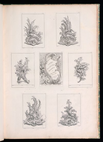 Prydnadsdesign med två döda fåglar som ligger på Acanthus Gren, från Livre de Legumes av Pierre Quentin Chedel