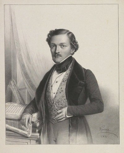 Porträtt av sångaren Gilbert-Louis Duprez 1806-1896, 1837 av Pierre Roch Vigneron