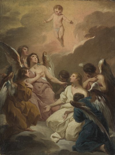 Sju änglar tillber Jesusbarnet av Pierre Subleyras