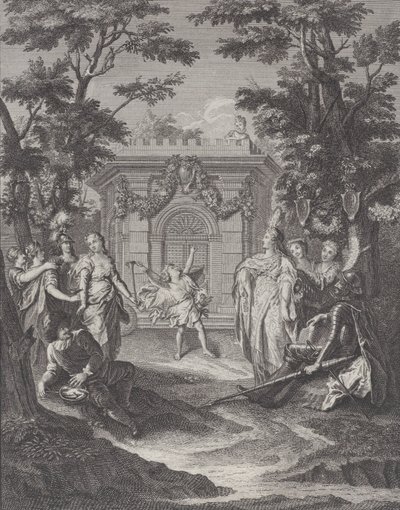 Tavla 13: Kärlekens ingång till Gamaches bröllop Entrance of Love and Wealth..., 1745. av Pierre Tanje