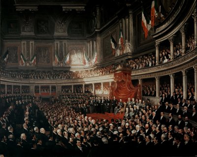 Öppningssammanträdet för det första italienska parlamentet (målning) av Pierre Tetar van Elven