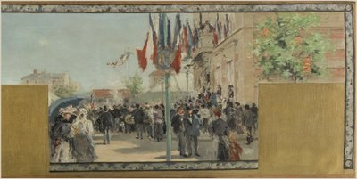 Skiss för Bagnolets stadshus: Sommar. Bagnolet-festivalen på dagen för kröningen av rosiern av Pierre Vauthier