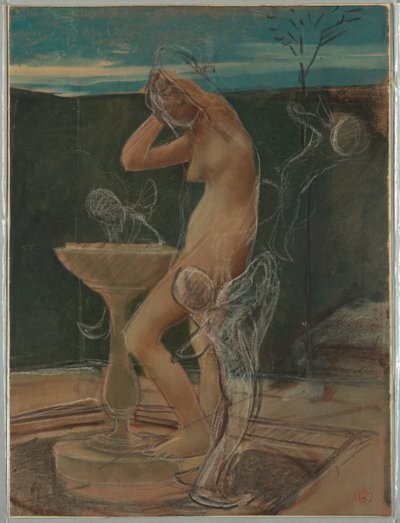 Studie av en kvinna vid hennes bad av Pierre-Victor Galland