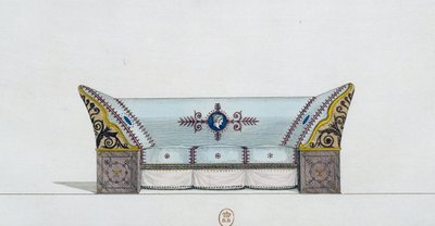 Soffa, tallrik 106, illustration från Collection de meubles et objects de gout (Samling av möbler och smakföremål) av Pierre de La Mesangere