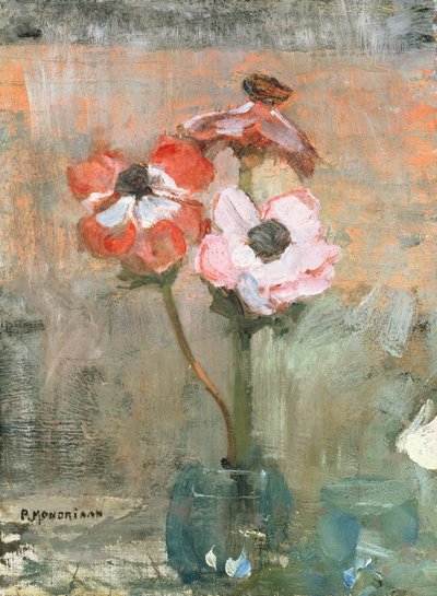 Anemoner i en vas, ca 1908-09 (olja på duk) av Piet Mondrian