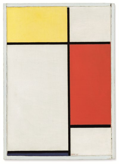 Komposition: Nr II, med gult, rött och blått av Piet Mondrian